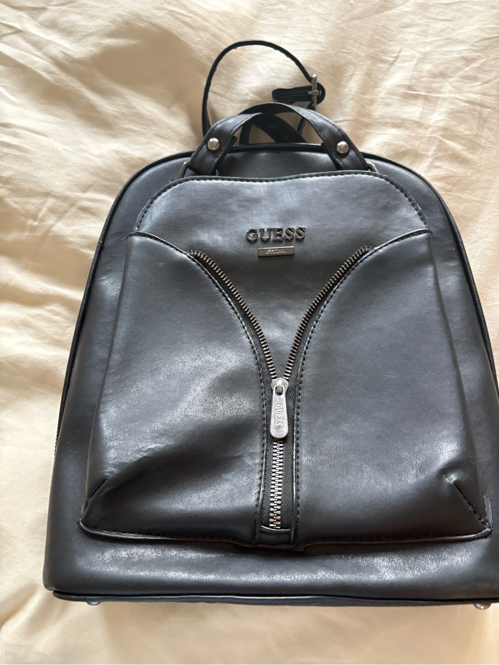 Guess black leather backpack